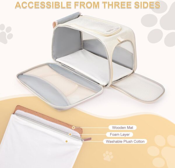 Cat Carrier for Cat, Puppy Airline Approved, Pet Carrier Bag with Solid Outer Frame Design, Foldable Bowl, Adjustable Shoulder Strap, Cat Carrier for Travel, Outdoor Max 15 lbs, Beige - Image 6