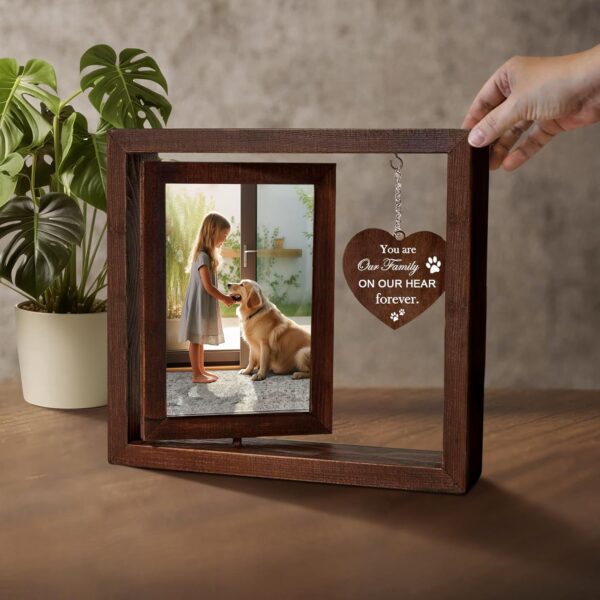 Pet Memorial Gifts for Dogs Cats- Dog Memorial Gifts for Loss of Dog, Rotating Wooden Picture Frame for Two 4x6 Photos, Loss of Dog Sympathy Gift, Memorial Picture Frame for Pets, Dogs, Cats, Brown - Image 5