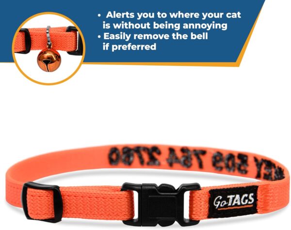 GoTags Personalized Cat Collars with Breakaway Safety Release Buckle, Custom Embroidered Cat Collar with Pet Name and Phone Number, Adjustable Nylon ID Collar with Bell for Cat or Kitten - Image 5