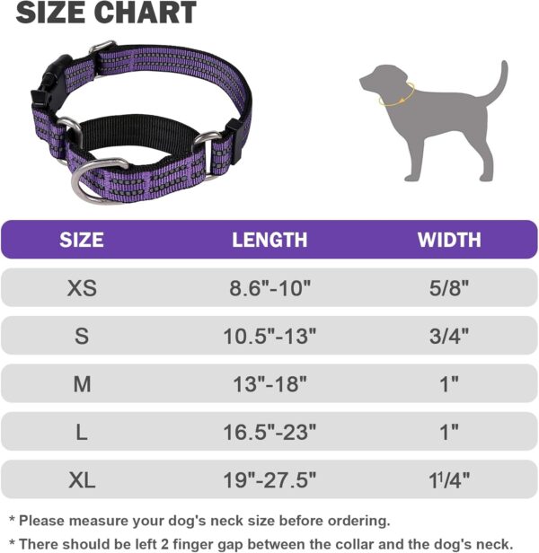 Martingale Dog Collars Reflective Nylon Dog Collar with Quick Release Buckle Adjustable Training No Slip Dog Collar (Medium, Purple) - Image 6