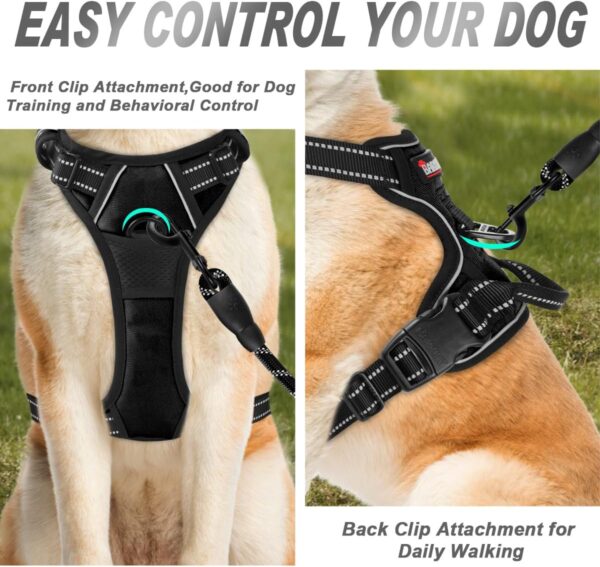 BARKBAY No Pull Dog Harness Front Clip Heavy Duty Reflective Easy Control Handle for Large Dog Walking(Black,L) - Image 2