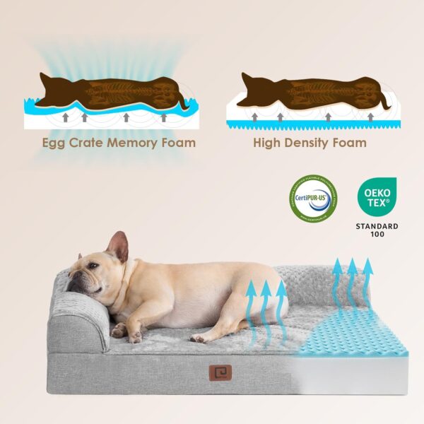 EHEYCIGA Memory Foam Orthopedic Dog Bed Medium Size Dog with Waterproof Lining, Washable Dog Couch Bed with Removable Cover and Nonskid Bottom for Crate Pet Sofa Bed, 30x20 Inches, Grey - Image 4