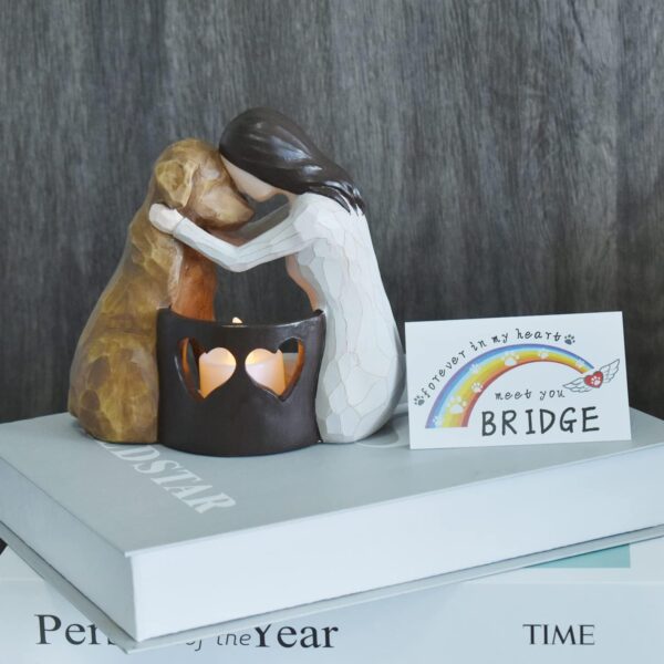 Dog Memorial Gifts，Pet Loss Gifts，Hand-Sculpted Dogs Passing Away Sympathy Gift，Remembrance Gift ，Dog Lovers Candle Holder Statue with LED Candle - Image 9