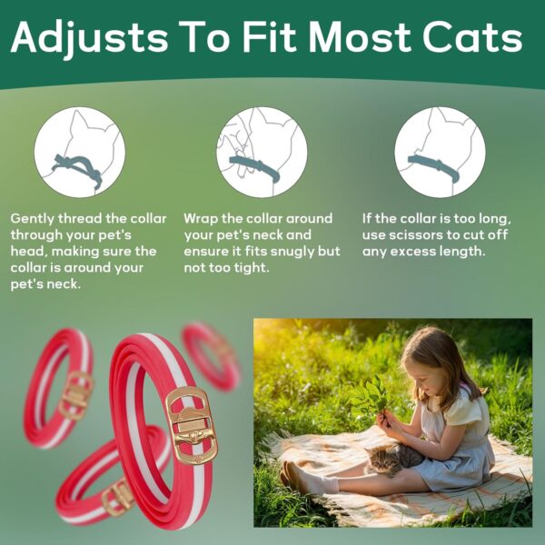 4 Pcs Flea and Tick Collar for Cats, Waterproof Flea Collar for Cats, 8 Months Flea and Tick Prevention for Cats, Red and White Cat Flea Collar for Small Medium Large Cat - Image 3