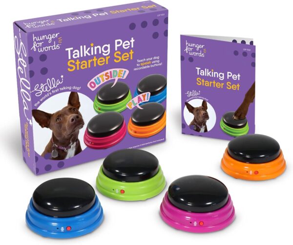 Hunger for Words Talking Buttons Starter Set - Recordable Buttons to Teach Your Dog to Communicate, Dog Training Games