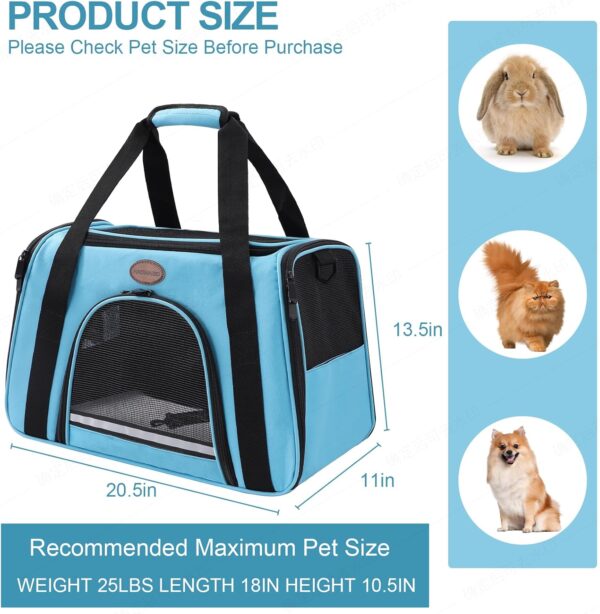 Cat Carrier Dog Carrier Pet Carriers for Medium Small Cats Dogs Puppies up to 25 Lbs,TSA Airline Approved Small Dog Cat Carriers Soft Sided,Collapsible Travel Puppy Carrier (Blue, Large) - Image 6