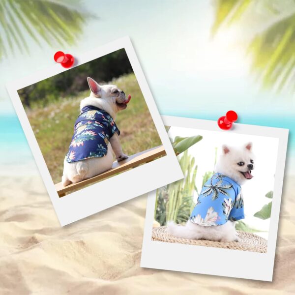 4 Pieces Pet Summer Shirts Hawaiian Style Dog T-Shirts Floral Coconut Tree Printed Puppy Shirt Summer Beach Dog Apparel Cat Outfit Shirt Breathable Pet Cool Clothes for Small to Medium Pets (X-Large) - Image 6