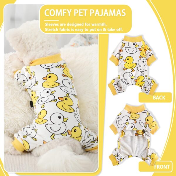 Dog Pajamas Cute Duck Soft Fleece Stretchy Dog Onesie Pet Pjs Fall Dog Clothes for Small Dogs Girl Boy (Medium, Yellow Duck) - Image 3