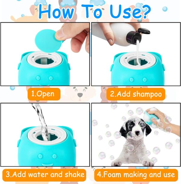 Ponpon 3PCS Dog Bath Brush with 4Pcs Dog Toothbrush, Dog Scrubber for Bath, Dog Shampoo Brush with Adjustable Ring Handle, Dog Shower Brush for Long Short Hair - Image 4