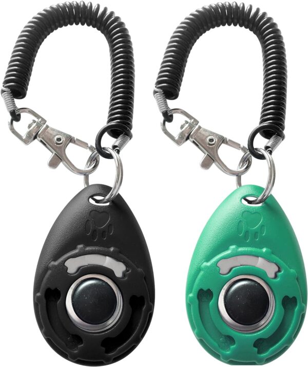 Pet Training Clicker with Wrist Strap - Dog Training Clickers (Black +Bluegreen)