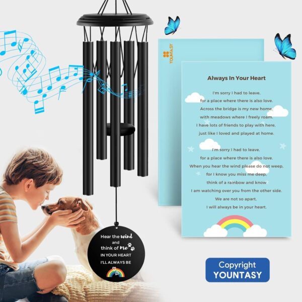 Pet Memorial Wind Chime, Rainbow Bridge Pet Memorial Gifts, Pet Loss Gifts, Dog/Pet Memorial, Dog Remembrance Gift in Memory of Dog Passing Away, 35", Pet Loss Sympathy/Memorial Gifts - Image 3