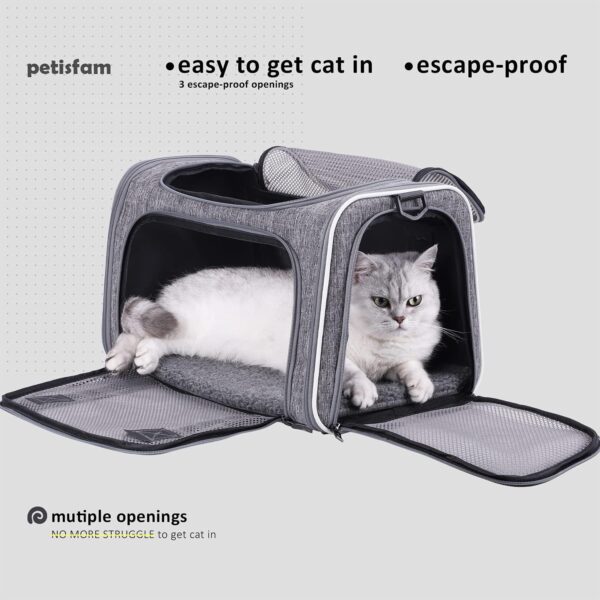 petisfam Top Load Cat Carrier Bag for Medium Cats and Small Dogs. Airline Approved, Collapsible, Escape Proof and Auto-Safe. Easy to get cat in and Make Vet Visit Less Stressful - Image 5