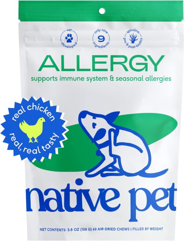 Native Pet Dog Allergy Chews – Natural Dog Skin Allergies Treatment – Anti Itch for Dogs - Dog Allergy Relief – Itch Relief & Allergy Support for Dogs – Dog Probiotics for Itchy Skin - 60 Chews