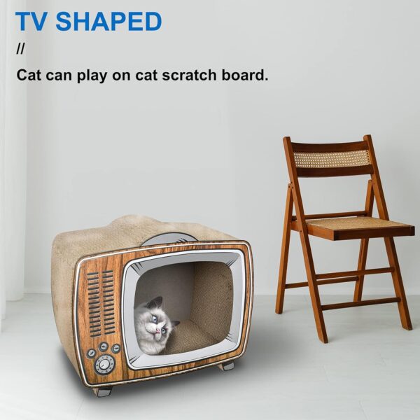 FluffyDream TV Cat Scratcher Cardboard Lounge Bed, Cat Scratching Board, Durable Board Pads Prevents Furniture Damage - Image 2