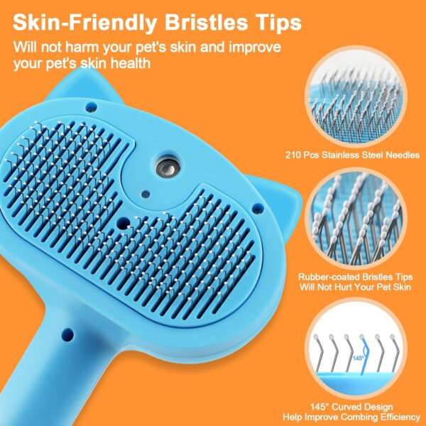 Cat Steam Brush, 4 in 1 Steamy Cat Brush for Shedding, Misting Pet Hair Grooming Comb with Release Button for Indoor Kitten Dogs(Blue) - Image 3