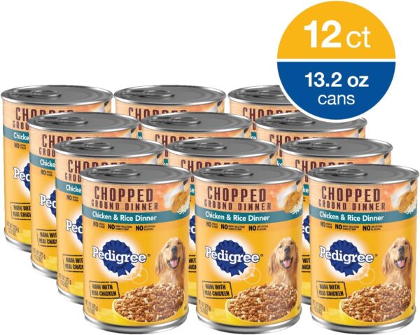 PEDIGREE CHOPPED GROUND DINNER Adult Canned Soft Wet Dog Food, Chicken & Rice Dinner, 13.2 oz. Cans (Pack of 12) - Image 2