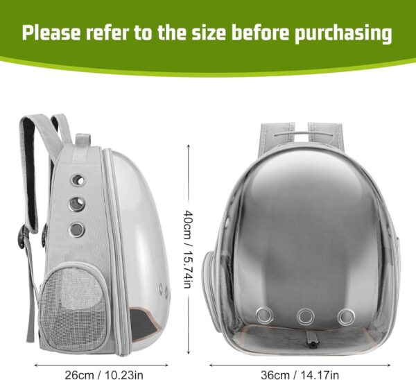 Cat Carrier Backpack Portable Pet Travel Solution Pet Carrier Dog Carrier Backpack Bag Space Capsule for Small Medium Cat Puppy Dog Travel Hiking Walking Camping Up to 17Lb (Grey) - Image 2