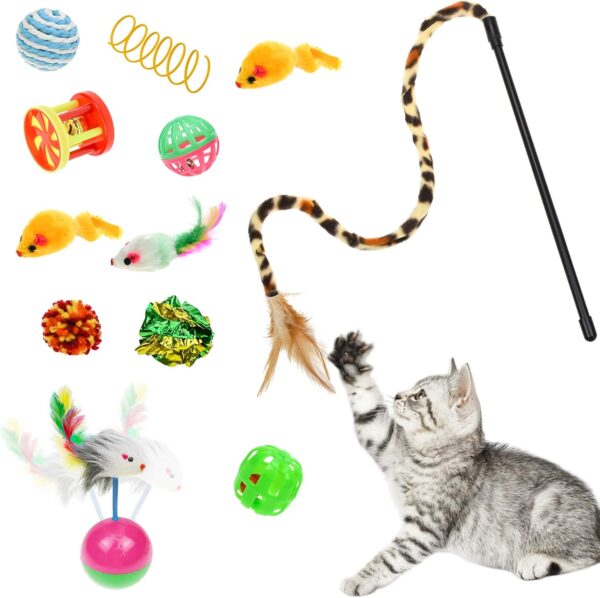 Malier Interactive Cat Tunnel Toys Set With Feather Toy, Crinkle Balls, and 3-Way Tube - Great for Kittens and Cats - Image 4