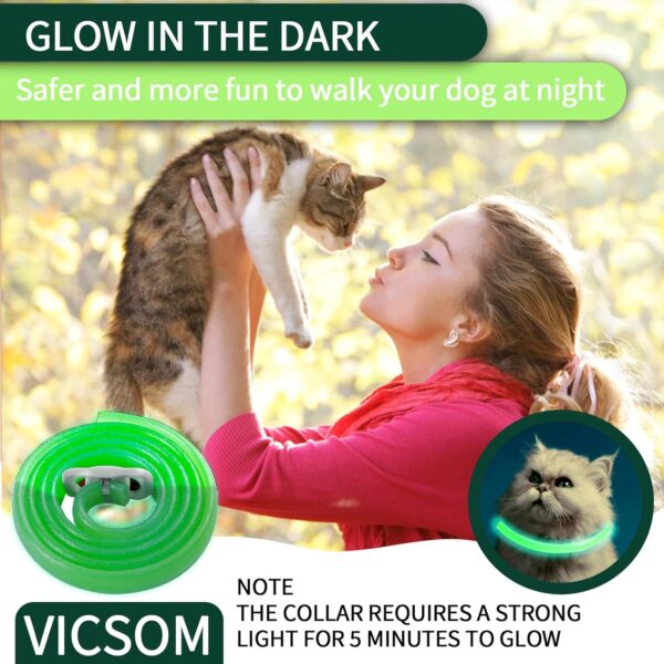 4 Pack Flea Collar for Cats, Cat Flea and Tick Collar Glow in Dark, 8 Months Prevention Cat Flea and Tick Treatment, Waterproof Adjustable Cat Flea Collar, Tick and Flea Collar for Kitten Cat, Green - Image 3