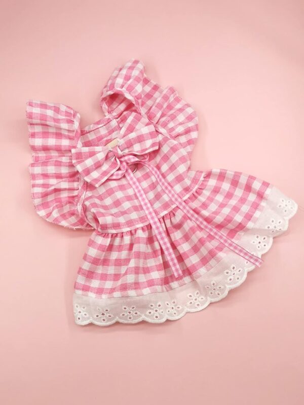 QWINEE Cute Dog Dress Ruffle Trim Cat Lace Princess Dresses with Bow Decor Puppy Tutu Skirt Holiday Party Costume Outfit for Small and Medium Cats Dogs Kitten Pink A X-Small - Image 5