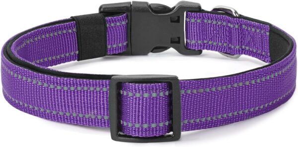 Reflective Dog Collar Padded with Soft Neoprene Breathable Quick Release Basic Dog Collars for Medium Dogs Purple Girl - Image 7