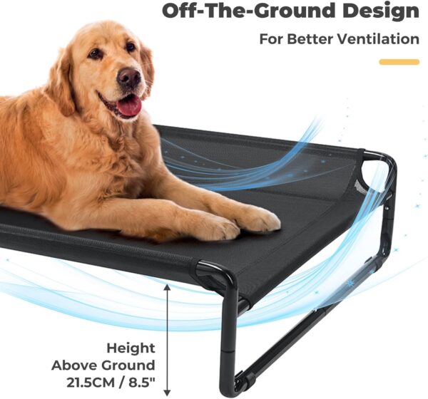 Veehoo Original Cooling Elevated Dog Bed, Outdoor Raised Cots Bed for Large Dogs, Portable Standing Pet with Washable Breathable Mesh, No-Slip Feet Indoor Outdoor, Large, Black, CWC2201 - Image 6