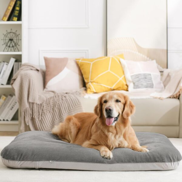 Magic Dog Super Soft Extra Large Dog Bed, 47 Inches Orthopedic Foam Dog Beds for XL Dogs, Jumbo Pet Bed with Anti Slip Bottom, Dog Sleeping Mattress with Removable and Washable Cover, Grey - Image 4