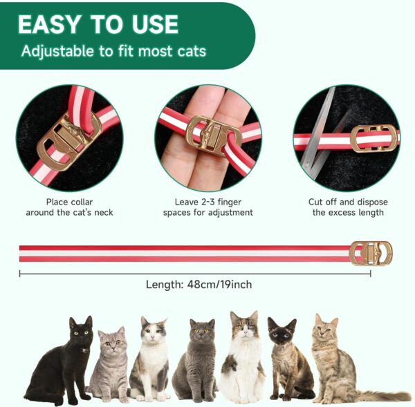 4 Pack Flea Collar for Cats, 32 Months Flea and Tick Collars for Cats, Flea and Tick Prevention for Cats Collar, Waterproof Cat Flea Collar, Adjustable Cat Flea and Tick Collar, Red & White - Image 6