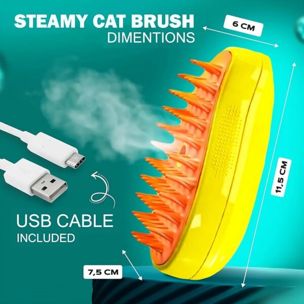 Premium Steam Cat Brush - 3 in 1 Pet Grooming Tool, Steamy Hair Shedding Comb, Fur Removal with Water Vapor, Rechargeable Misty Cleaner for Cats & Dogs. (1 Unit) - Image 4