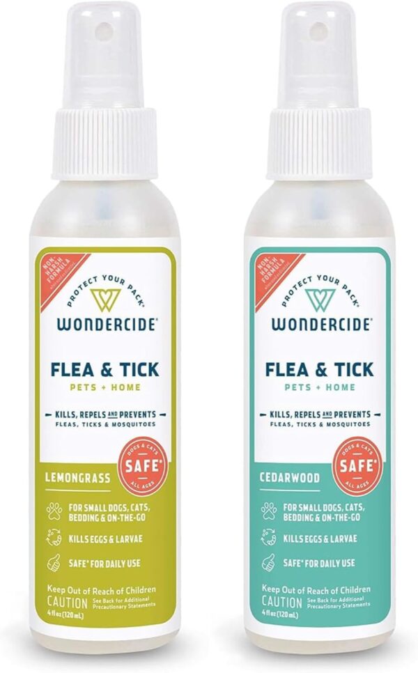 Wondercide - Flea, Tick and Mosquito Spray for Dogs, Cats, and Home - Flea and Tick Killer, Control, Prevention, Treatment - with Natural Essential Oils - 4 oz Lemongrass & Cedarwood 2-Pack