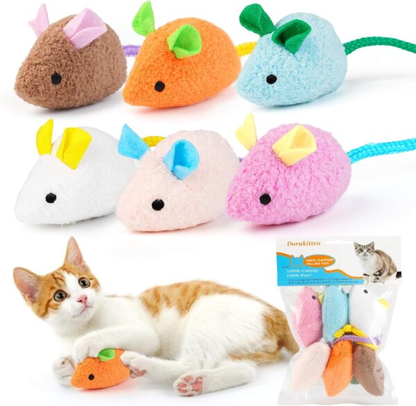 Catnip Toy - 6Pcs Cats Mouse Plush Cat Toys Realistic Cute Kitten Mice Filled Catnip for Cat Chew Toy1