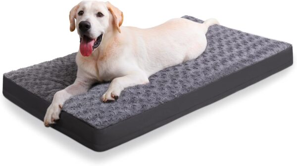 Dog Crate Bed Waterproof Dog Beds for Medium Dogs Rose Velvet Soft Fluffy Washable Dog Bed with Removable Cover & Anti-Slip Bottom, 35 x 22 Inch, Gray - Image 7