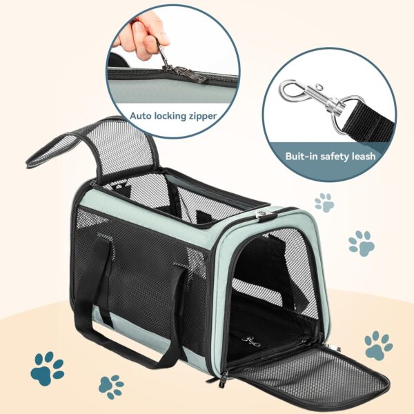 Petsfit 18 x 11 x 11 Pet Carrier Airline Approved, Soft-Sided Dog Carrier Cat Carrier, Lightweight and Collapsible, Ventilation on 5 Sides, Escape Proof, with Adjustable Shoulder Strap, Soft Cushion - Image 4