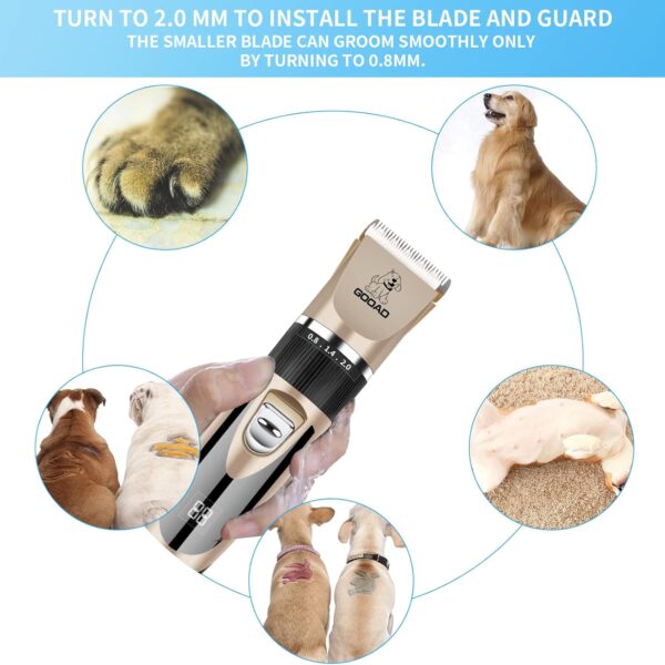 Dog Clippers Grooming Kit and Paw Trimmer,Low Noise,Electric Quiet,Rechargeable,Cordless, Pet Hair Clippers for Thick Coats, Dog Trimmer Grooming Tool, Shaver for Small and Large Dogs Cats - Image 7