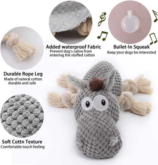 Sedioso Dog Toy, Large Dog Squeaky Toys, Stuffed Animal Dog Plush Toy for Puppy, Small, Middle, Large Dogs (Donkey(Grey)) - Image 2