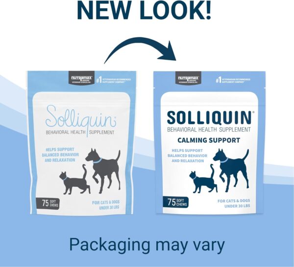 Nutramax Solliquin Calming Behavioral Health Supplement for Small to Medium Dogs and Cats - with L-Theanine, Magnolia/Phellodendron, and Whey Protein Concentrate, 75 Soft Chews - Image 7