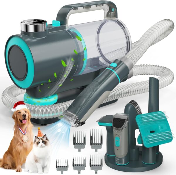 Dog Grooming Vacuum Kit with Aromatherapy, 12000Pa Strong Dog Hair Vacuum Suction, 2.3L Capacity Cat Vacuum for Shedding Grooming with 5 Pet Grooming Tools, Quiet, Home Cleaning