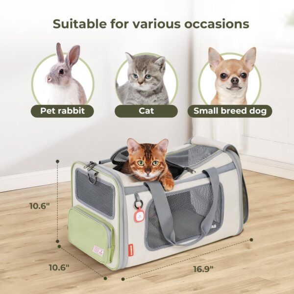 Pawaii Cat Carrier with ID Tag, TSA Airline Approved Cat Carrier, Soft Sided Collapsible Pet Travel Carrier, Foldable Cat Travel Bag, Protable, Comfortable, Convenient Cat Travel Carrier - Image 4