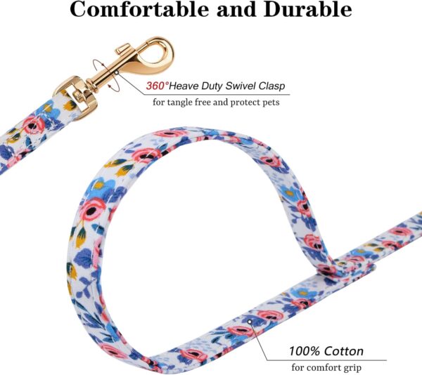 No Pull Floral Pattern Dog Harness- Lightweight and Soft Dog Harness, Adjustable Small Dog Harness and Leash Set, with Dog Leash, Suitable for Puppy Small and Medium-Sized Dog (S, Blue Rose) - Image 4