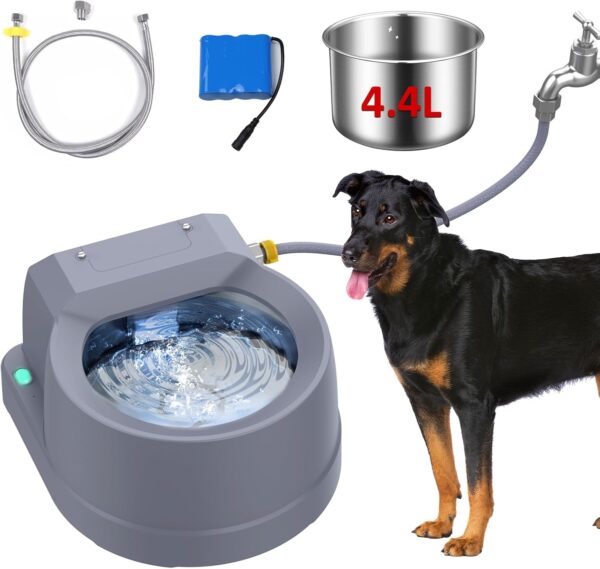 Dog Water Fountain Auto Filling Dog Water Dispenser connect Water Supply, Rechargeable 3.9L Large Dog Water Bowl