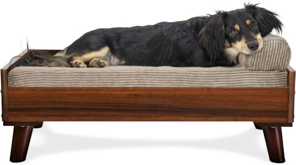 Furhaven Elevated Dog Bed Frame for 30" x 20" Medium Dog Beds, Easy Assembly - Mid-Century Modern Bed Frame - Walnut, Medium