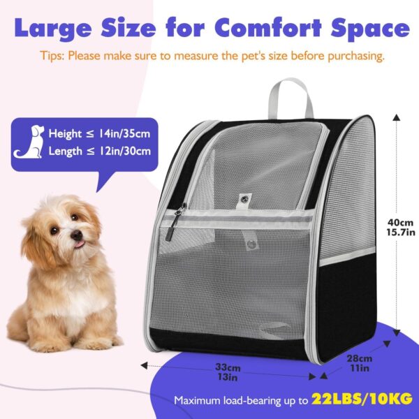 Pawaboo Large Cat Carrier Backpack, Small Dog Carrier Backpack for Small Medium Cats & Puppies, Fully Ventilated Upgraded Steel Frame Bubble Cat Carrier for Hiking Travel Cycling - Black (up to 22lbs)