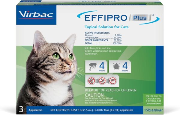 Virbac Effipro PLUS Topical Solution For Cats, 3 Month Supply