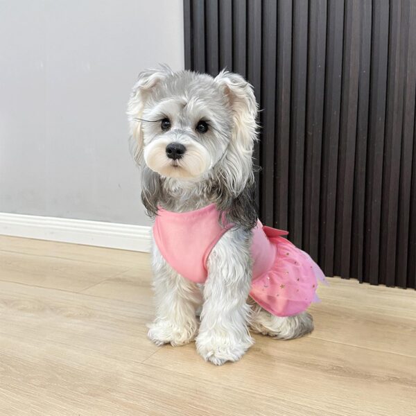 Idepet Princess Dog Dress Tulle Puppy Skirt Pet Apparel Dog Tutu with Bowknot,Birthday Dresses Daisy Sleeveless Holiday Clothes for Small Dogs Girls and Cats, Medium - Image 6