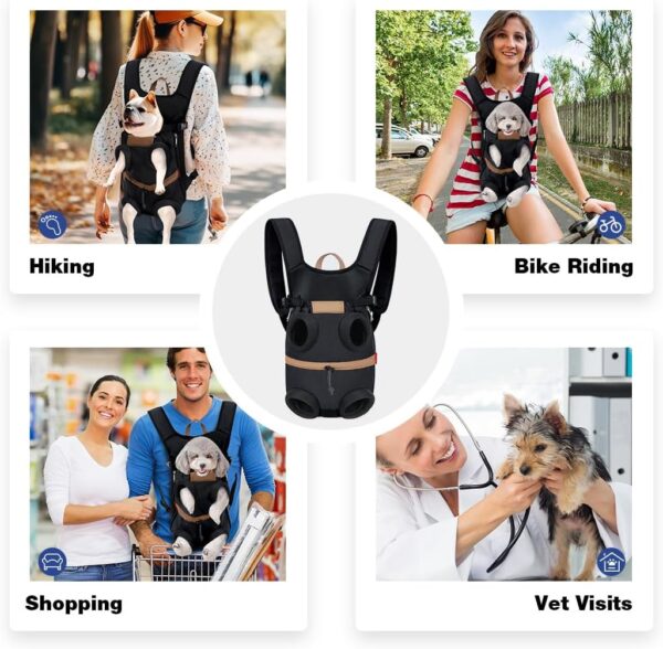 Lekereise Dog Carrier Backpack Adjustable Pet Front Dog Cat Carrier Backpacks Legs Out Easy-Fit Doggy Backpack for Small Dogs and Cats, Medium, Black - Image 8