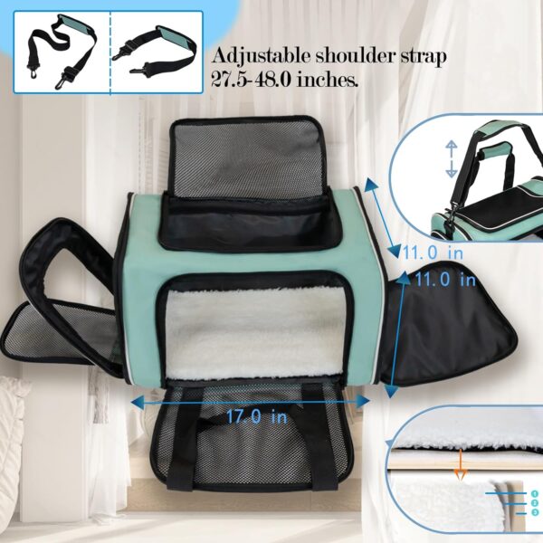 Dog Cat Carrier Pet Carriers for Small Medium Large Cats Dogs Carrier Soft Sided Small Puppy Dog Carrier Portable Foldable Airline Approved Dog Cat Travel Carrier Green Medium - Image 3