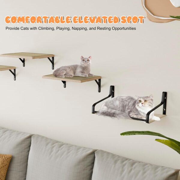 Cat Wall Shelves, Cat Hammock and Perches Cat Climbing Shelf, Cat Shelves for Wall Furniture with Sisal Mat, Cat Window Perch Wall Mounted Beds for Sleeping, Playing, Climbing - Image 5