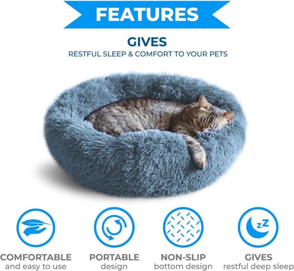 Whiskers & Friends Cat Bed, Cat Beds for Indoor Cats Washable, Small Dog Bed Calming Pet Bed, Cat Beds & Furniture, Large Cat Bed, Kitty Kitten Bed - Image 3