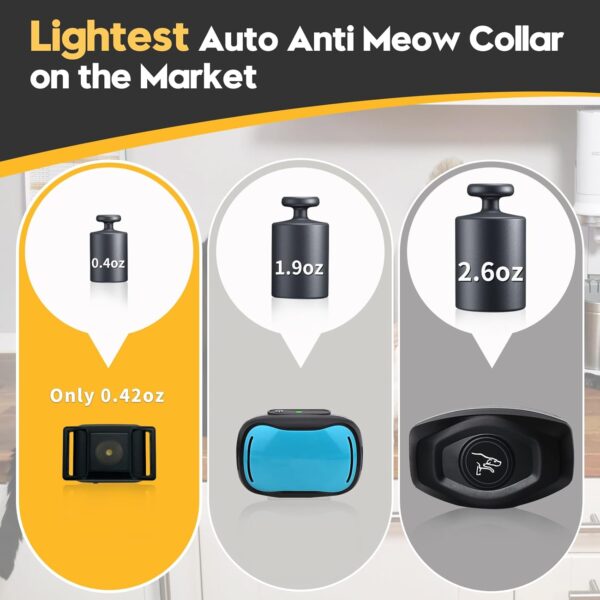 Tiniest Anti Meow Collar for Small Cats 5-15lbs, Only 1.6 * 1in & 0.42oz, No Shock with Vibration &Sound, Extra Small & Rechargeable, 5 Sensitivity Levels - Image 3