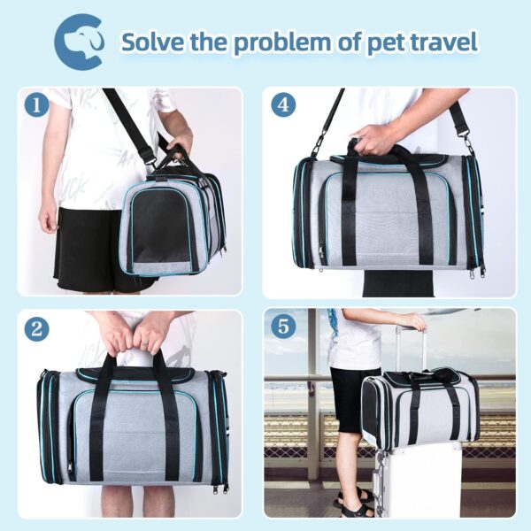 Cat/Dog Airline Approved Expandable Pet Carrier for Small Pets - Removable Pad, Pockets, TSA Compliant - Image 4